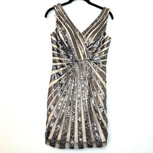 Milano Formals Sleeveless V-Neck Sequin Prom Party Mini Dress Silver Size 0